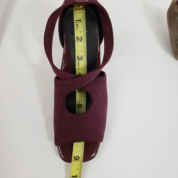 Taryn Burgundy Open Toe Heels - Picture 11 of 13